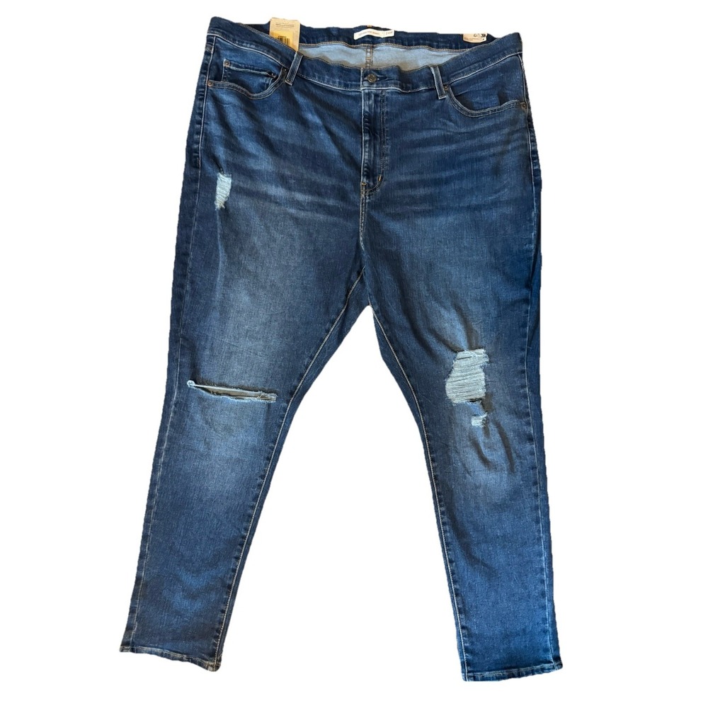 Levis High-Rise Skinny Ripped Distressed Jeans‎ Blue Denim 24W NWT